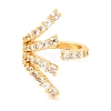 Brass Micro Pave Clear Cubic Zirconia Open Cuff Rings RJEW-U009-08G-02-2