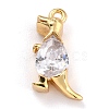 Brass Micro Pave Clear Cubic Zirconia Charms ZIRC-L097-038G-1