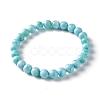 Natural Larimar Round Beaded Stretch Bracelet BJEW-A120-01A-3