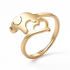 Ion Plating(IP) 201 Stainless Steel Elephant with Heart Adjustable Ring for Women RJEW-K238-07G-3