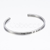 304 Stainless Steel Inspirational Cuff Bangles BJEW-K173-12P-2