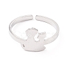 Non-Tarnish Kittens and Puppies 304 Stainless Steel Cuff Ring for Women RJEW-B035-09P-2