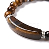 Natural Tiger Eye Beads Charm Bracelets BJEW-K164-B06-2