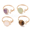 Natural Mixed Gemstone Half Round Open Cuff Rings RJEW-JR00574-1