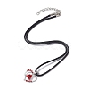 Alloy Rhinestone Heart with Rose Pendant Necklaces NJEW-JN04500-2