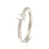 Clear Cubic Zirconia Initial Letter Adjustable Ring RJEW-C052-01P-K-1