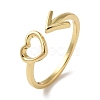 Heart & Arrow Rack Plating Brass Open Cuff Finger Rings for Women RJEW-L123-013G-1