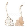 Christmas Theme Natural Wood Pendant Decorations HJEW-P010-15-2