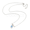 Bowknot with Teardrop Cubic Zirconia Pendant Necklace with Brass Cable Chains NJEW-F316-02P-2