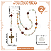 Natural Flower Amazonite & Glass Rosary Bead Necklace NJEW-PH01485-2