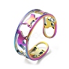 Ion Plating(IP) 304 Stainless Steel Cat Open Cuff Ring for Women RJEW-M149-15RC-3