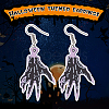 ANATTASOUL 3 Pairs 3 Style Skeleton Hand & Bat & Bottle Acrylic Dangle Earrings for Halloween EJEW-AN0002-93-3