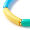 Candy Color Chunky Acrylic Curved Tube Beads Stretch Bracelet for Girl Women BJEW-JB07297-02-4