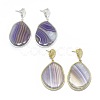 (Jewelry Parties Factory Sale)Natural Stripe Agate Dangle Stud Earrings EJEW-L228-04-S-1