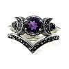 Gothic Purple Crystal Ring with Triple Moon Goddess - Black Diamond Jewelry for Women ST4544590-1