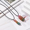 Natural Quartz Crystal Bullet with Tree of Life Pendants Necklace NJEW-JN03876-2
