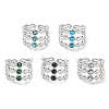 304 Stainless Steel Synthetic Gemstone Cuff Rings G-Z056-05P-1