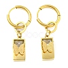 Ion Plating(IP) 304 Stainless Steel Rectangle with Butterfly Dangle Hoop Earrings EJEW-P233-04G-1