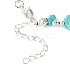 Synthetic Turquoise Heart Charm Bracelet with Chips Beaded Chains BJEW-TA00295-03-3