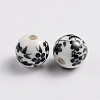 8mm Round Black Handmade Printed Porcelain Beads X-PORC-Q201-8mm-5-2