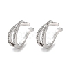 Brass Micro Pave Cubic Zirconia Cuff Earrings EJEW-E310-06P-1