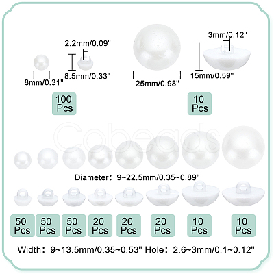 PandaHall Elite 340Pcs 10 Style Plastic Shank Buttons Sets BUTT-PH0001-22-1