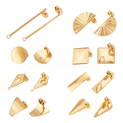 Unicraftale 16Pcs 8 Style 304 Stainless Steel Stud Earrings Finding STAS-UN0042-34-1