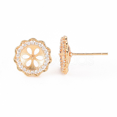 Brass Micro Pave Clear Cubic Zirconia Stud Earrings Findings KK-T062-123G-NF-1