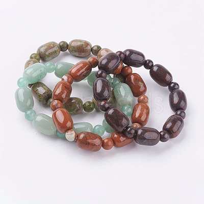 Natural Mixed Stone Beads Stretch Bracelets BJEW-K164-D-1