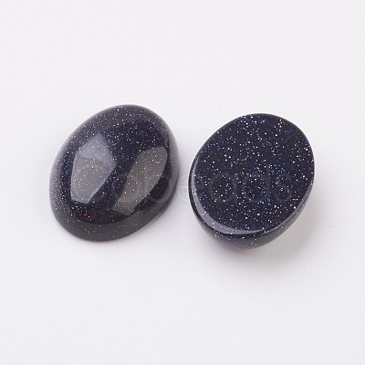 Synthetic Blue Goldstone Flat Back Cabochons G-G741-18x25mm-09-1