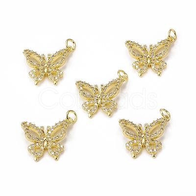 Brass Micro Pave Cubic Zirconia Pendants KK-E068-VB022-1