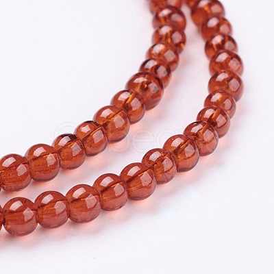 1 Strand Dark Orange Transparent Crackle Glass Round Beads Strands X-CCG-Q001-4mm-09-1