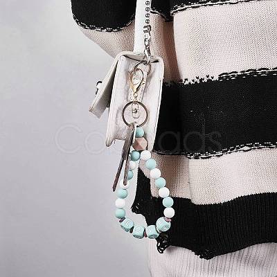 Silicone Round Beaded Keychain Wristlet KEYC-SW00006-02-1