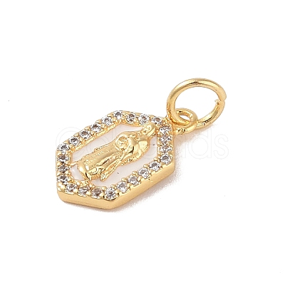 Brass Micro Pave Clear Cubic Zirconia Pendants KK-E111-31H-G-1