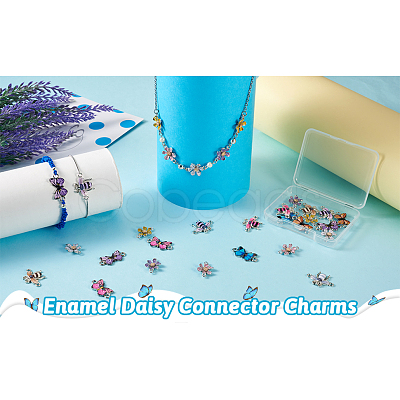 Boutigem 24Pcs 12 Styles Alloy Enamel Connector Charms FIND-BG0001-03-1