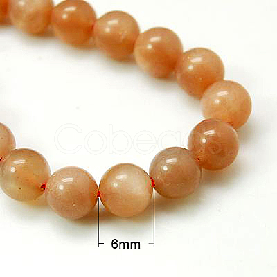 Natural Sunstone Beads Strands G-G066-6mm-1