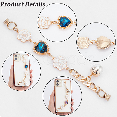 WADORN 5 Sets 5 Colors Retro Love Heart Jewelry Phone Case Chain Strap AJEW-WR0001-40-1