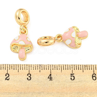 Rack Plating Alloy Enamel Mushroom European Dangle Charms FIND-B034-18G-03-1