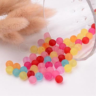 8mm Mixed Transparent Round Frosted Acrylic Ball Bead X-FACR-R021-8mm-M-1