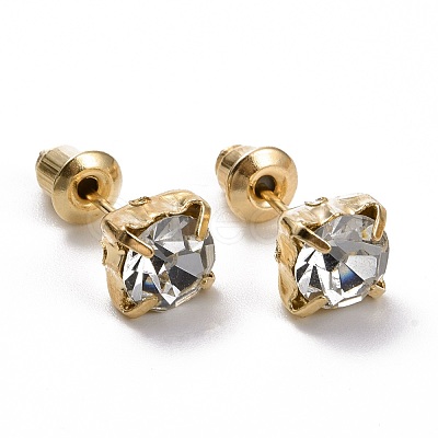 Ring & Daisy & Star & Square Rhinestone Stud Earrings EJEW-D277-07G-1