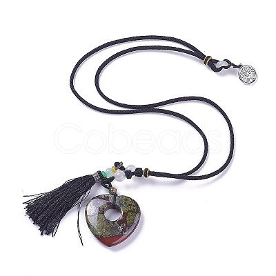 Natural Dragon Blood Pendant Necklaces NJEW-P241-D02-1