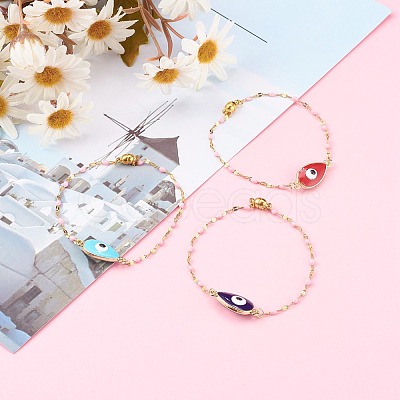 Alloy Enamel Evil Eye Link Bracelets BJEW-JB05973-1