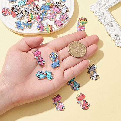 30Pcs 6 Styles Printed Alloy Pendants PALLOY-CJ0002-51-1