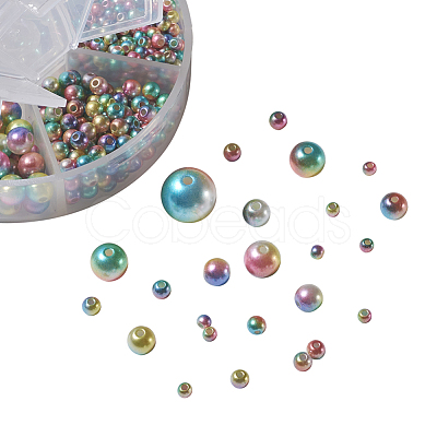 Rainbow ABS Plastic Imitation Pearl Beads OACR-YW0001-03G-1