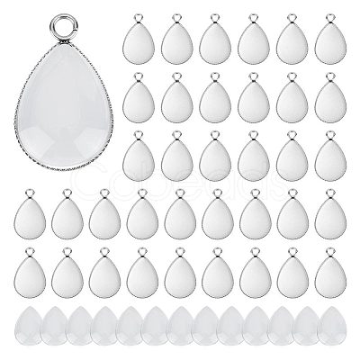 Unicraftale 50Pcs 304 Stainless Steel Pendant Cabochon Settings STAS-UN0042-64-1