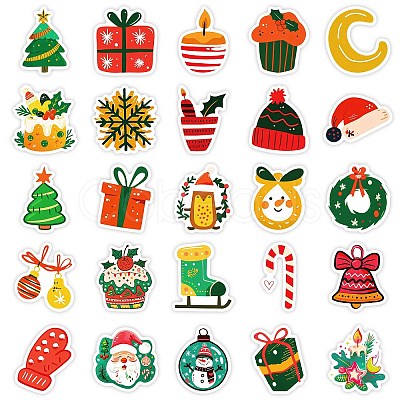 50Pcs Christmas Theme Cartoon Paper Stickers DIY-P085-12-1