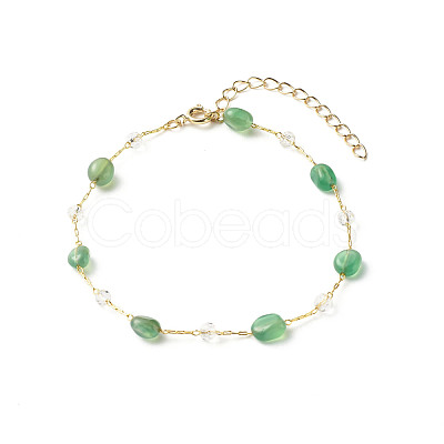 Natural Green Agate Beads Anklets Set for Girl Women AJEW-AN00450-04-1