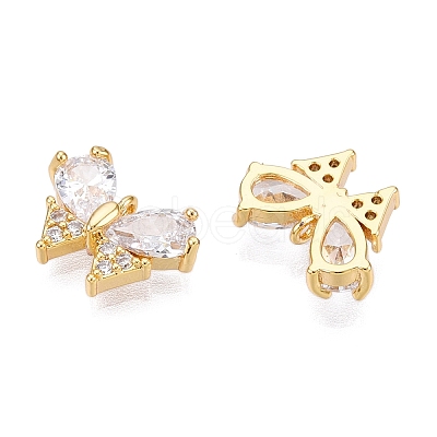 Brass Micro Pave Clear Cubic Zirconia Charms KK-T073-23G-1