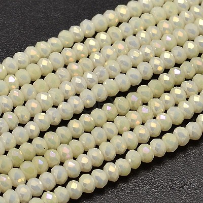 Faceted Rondelle Full Rainbow Plated Electroplate Glass Beads Strands EGLA-J134-3x2mm-FR06-1