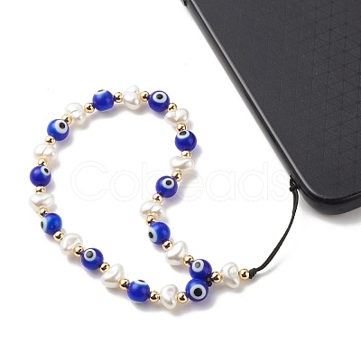 Handmade Evil Eye Lampwork Mobile Straps HJEW-JM00690-1